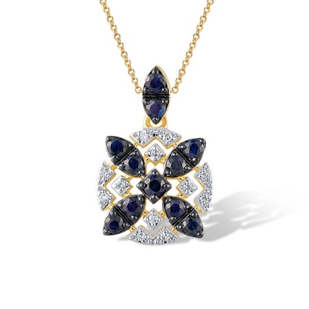 14KYWB Pendant Blue Sapphire,Diamond (P320930SAP14KYWB)