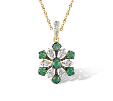 14KYWB Pendant Diamond,Emerald (P320931EMR14KYWB)