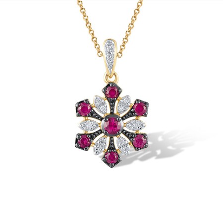 14KYWB Pendant Diamond,Ruby (P320931RUY14KYWB)