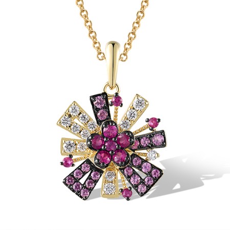 14KYB Pendant Diamond,Pink Sapphire,Ruby (P320960PRU14KYB)