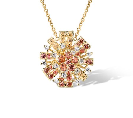 14KY Pendant Yellow Sapphire,Diamond,Orange Sapphire (P320962OYS14KY)