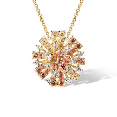 14KY Pendant Yellow Sapphire,Diamond,Orange Sapphire (P320962OYS14KY)