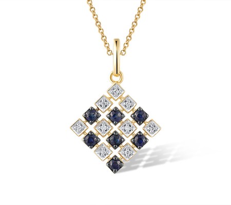 14KYWB Pendant Blue Sapphire,Diamond (P321083SAP14KYWB)
