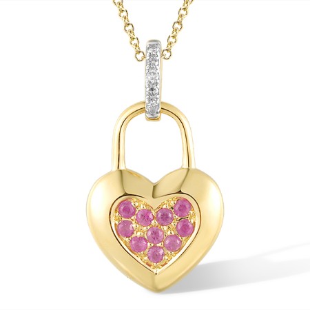 14KYW Pendant Diamond,Pink Sapphire without chain (P321185PIS14KYW)