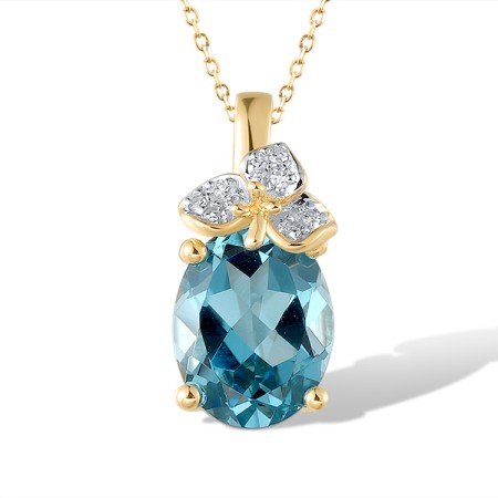 14KYW Pendant Diamond,Blue Topaz (Swiss Blue) (P321272BLT14KYW)