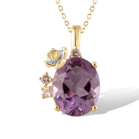 14KYW Pendant Diamond,Peridot,Amethyst,Blue Topaz (Sky Blue) (P321275PABT14KYW)