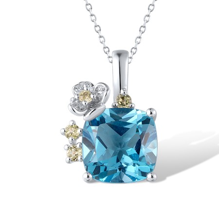 14KW Pendant Diamond,Peridot,Blue Topaz (Swiss Blue) (P321278PDB14KW)