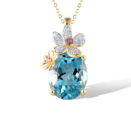 14KYW Pendant Amethyst,Blue Topaz (Swiss Blue),Diamond (P321279ABL14KYW)