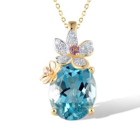 14KYW Pendant Amethyst,Blue Topaz (Swiss Blue),Diamond (P321279ABL14KYW)
