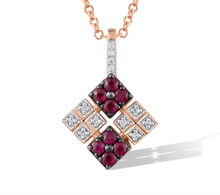 14KRWB Pendant Diamond,Ruby (P321287RUY14KRWB)