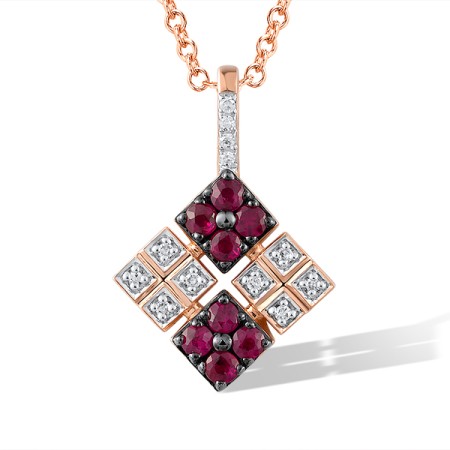 14KRWB Pendant Diamond,Ruby (P321287RUY14KRWB)