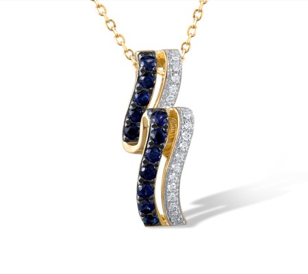 14KYWB Pendant Diamond,Blue Sapphire (P321320SAP14KYWB)