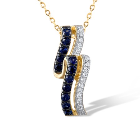 14KYWB Pendant Diamond,Blue Sapphire (P321320SAP14KYWB)