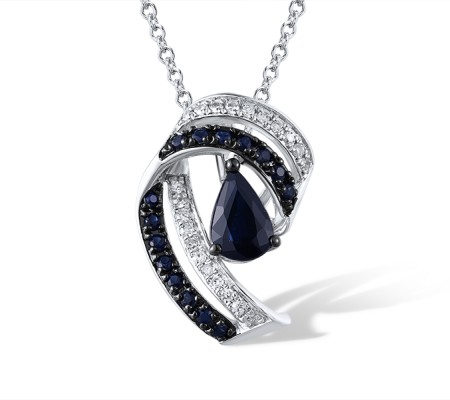 14KWB Pendant Blue Sapphire,Diamond (P321322SAP14KWB)