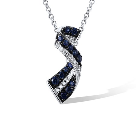14KWB Pendant Diamond,Blue Sapphire (P321323SAP14KWB)
