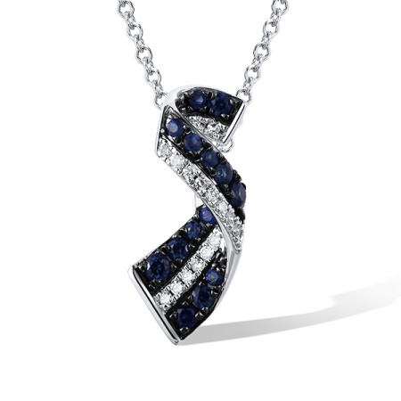 14KWB Pendant Diamond,Blue Sapphire (P321323SAP14KWB)