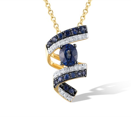 14KYWB Pendant Blue Sapphire,Diamond (P321324SAP14KYWB)