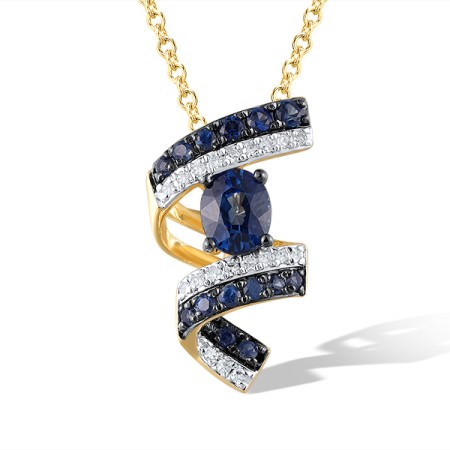 14KYWB Pendant Blue Sapphire,Diamond (P321324SAP14KYWB)
