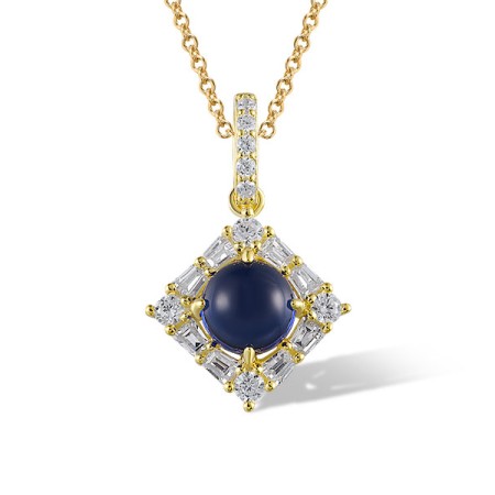 Sterling Silver w/ Yellow Plating Pendant White Cubic Zirconia,Synthetic Blue Spinel (P321330BZZSY925)