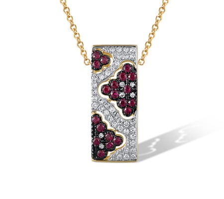 14KYWB Pendant Diamond,Ruby (P321347RUY14KYWB)