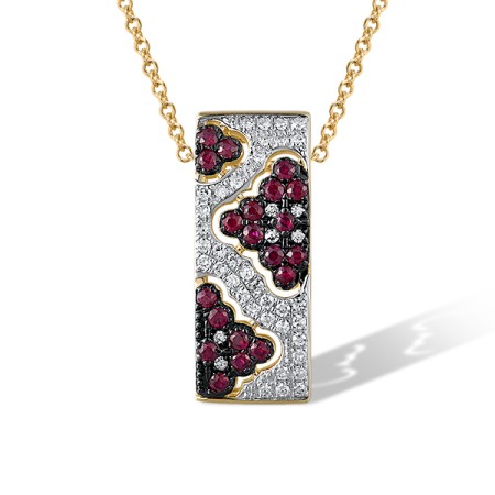 14KYWB Pendant Diamond,Ruby (P321347RUY14KYWB)