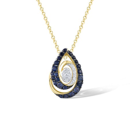14KYWB Pendant Blue Sapphire,Diamond (P321479SAP14KYWB)