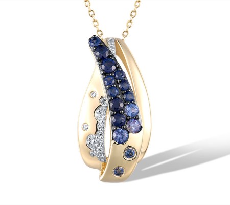 14KYWB Pendant Blue Sapphire,Diamond (P321484SAP14KYWB)