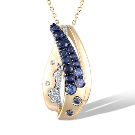14KYWB Pendant Blue Sapphire,Diamond (P321484SAP14KYWB)