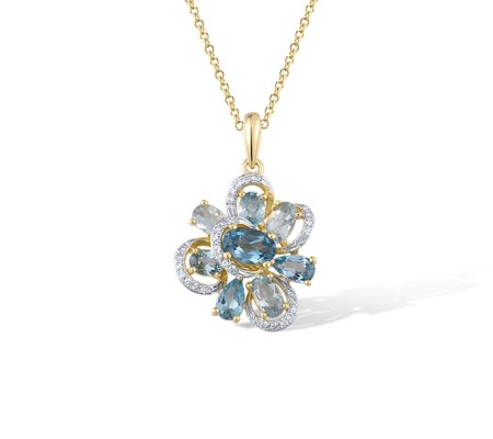 14KYW Pendant Diamond,London Blue Topaz,Blue Topaz (Sky Blue),Blue Topaz (Swiss Blue) (P321503BKLT14KYW)
