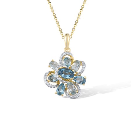 14KYW Pendant Diamond,London Blue Topaz,Blue Topaz (Sky Blue),Blue Topaz (Swiss Blue) (P321503BKLT14KYW)