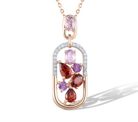 14KRW Pendant Amethyst,Diamond,Garnet (P321504AGA14KRW)