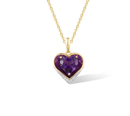 14KYW Pendant Diamond,Enamel,Amethyst (P321527ENA14KYW)