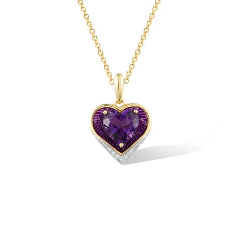 14KYW Pendant Diamond,Enamel,Amethyst (P321527ENA14KYW)