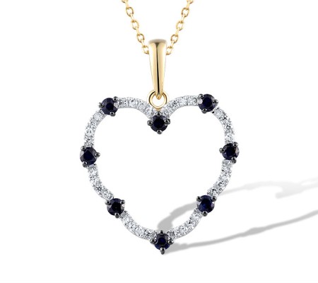 14KYWB Pendant Diamond,Blue Sapphire (P321570SAP14KYWB)