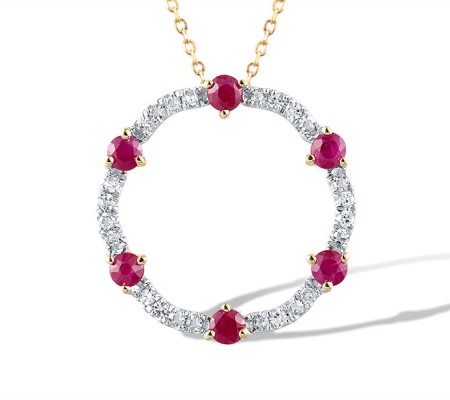 14KYW Pendant Diamond,Ruby (P321571RUY14KYW)