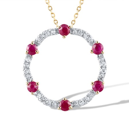 14KYW Pendant Diamond,Ruby (P321571RUY14KYW)