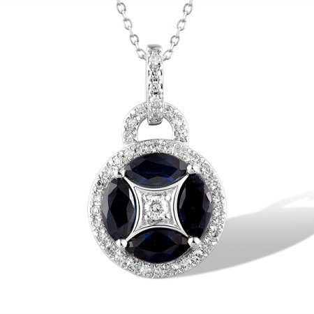 14KW Pendant Blue Sapphire,Diamond (P321660SAP14KW)