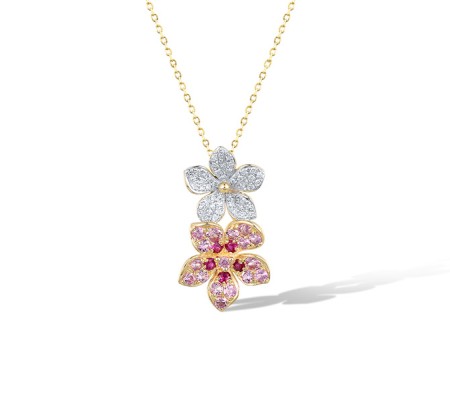 14KYW Pendant Diamond,Pink Sapphire,Ruby (P321672PRU14KYW)