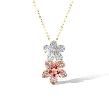 14KYW Pendant Diamond,Pink Sapphire,Ruby (P321672PRU14KYW)