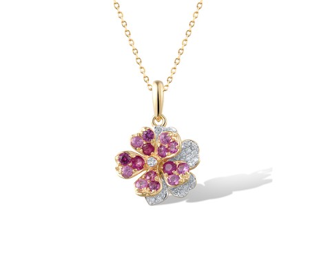 14KYW Pendant Diamond,Pink Sapphire,Ruby (P321673PRU14KYW)