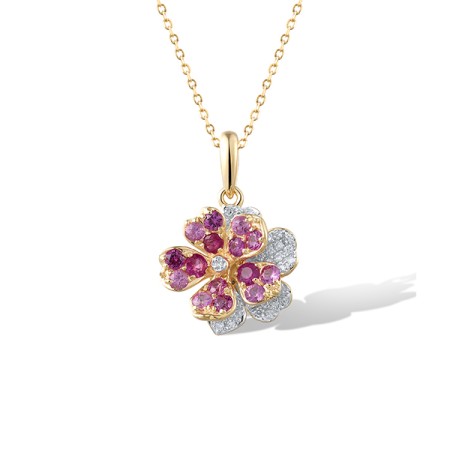 14KYW Pendant Diamond,Pink Sapphire,Ruby (P321673PRU14KYW)