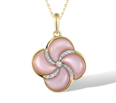 14KYW Pendant Diamond,Pink Shell (P321704PMP14KYW)