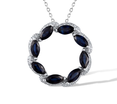 14KW Pendant Blue Sapphire,Diamond (P321721SAP14KW)