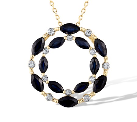 14KYW Pendant Blue Sapphire,Diamond (P321722SAP14KYW)