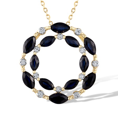 14KYW Pendant Blue Sapphire,Diamond (P321722SAP14KYW)
