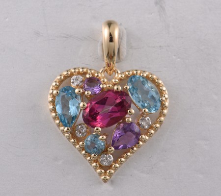 14KYW Pendant Pink Topaz,Amethyst,Blue Topaz (Swiss Blue),Diamond (P321732ABPT14KYW)
