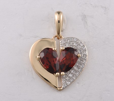 14KYW Pendant Diamond,Garnet (P321734GAN14KYW)