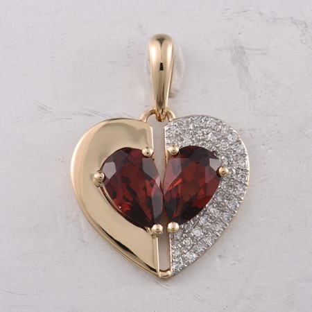 14KYW Pendant Diamond,Garnet (P321734GAN14KYW)