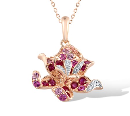 14KRW Pendant Diamond,Pink Sapphire,Ruby (P321742PRU14KRW)