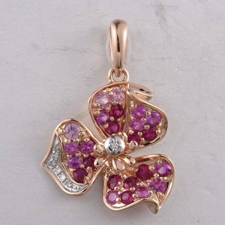 14KRW Pendant Diamond,Pink Sapphire,Ruby (P321743PRU14KRW)